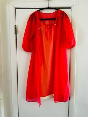 VTG 60s Chiffon Fairycore Ethereal Peignor French Boho Romantic Nightgown Set S